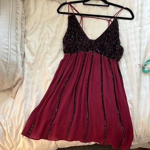 Free people mini dress maroon with black sequins